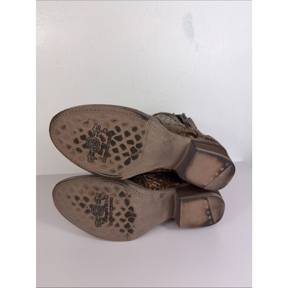 Circle G Bronze Metallic Western Ankle Boots Cutout Leather Size 6.5 - Picture 7 of 10